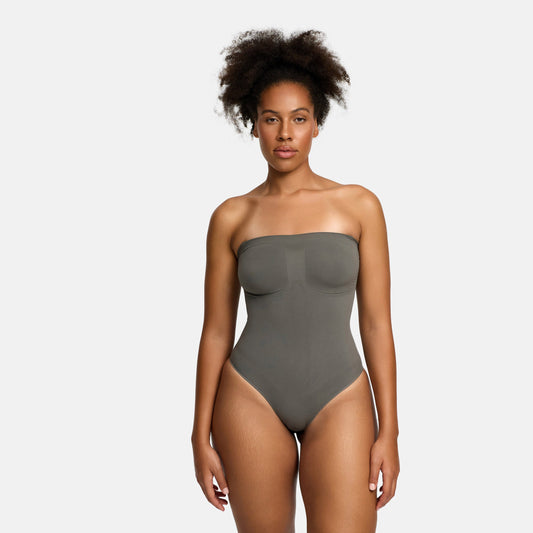 Trägerloser Bodysuit Sculpting Shapewear mit Slip