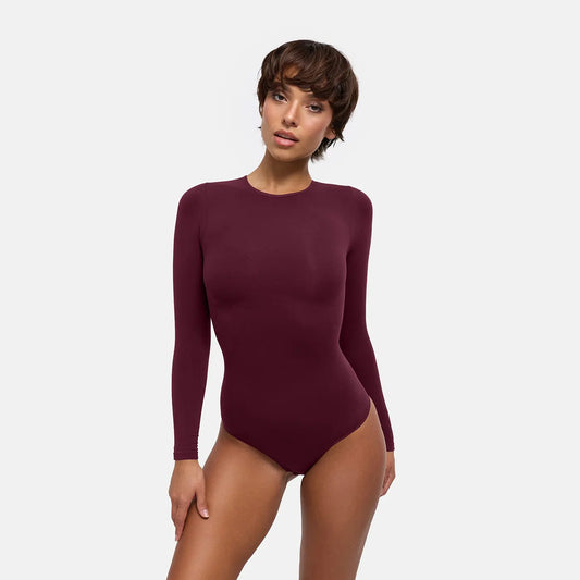 Crewneck Bodysuit Sculpting Shapewear Longsleeve mit String