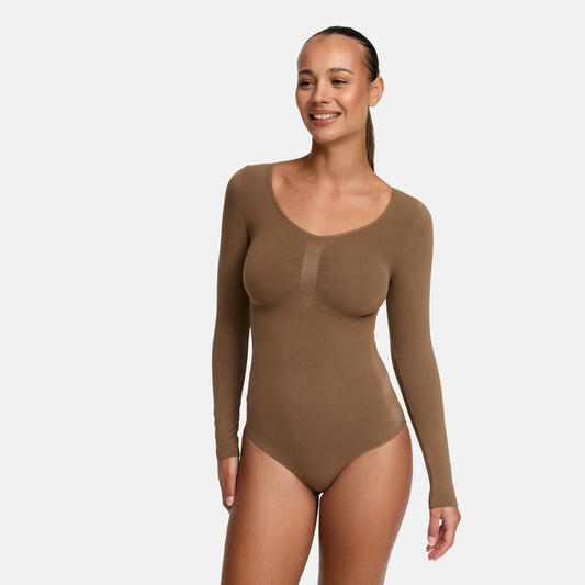 Bodysuit Sculpting Shapewear Longsleeve mit String