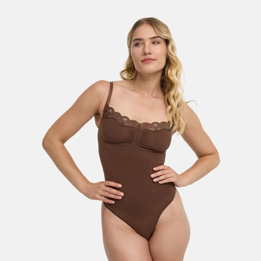 Lace Bodysuit Sculpting Shapewear mit String