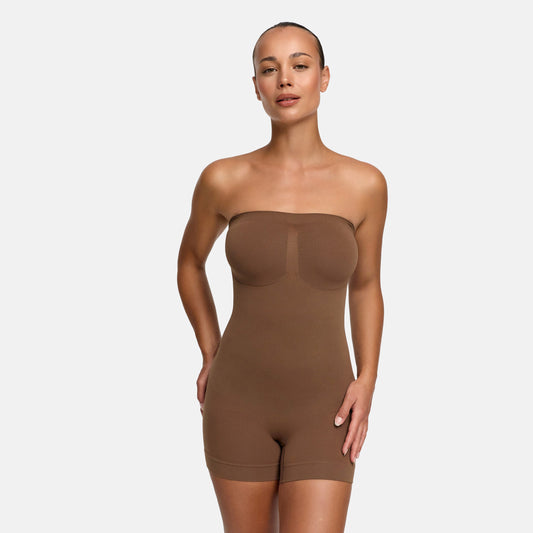 Trägerloser Bodysuit Sculpting Shapewear mit Shorts