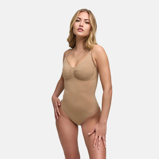 Bodysuit Sculpting Shapewear with Built-In Wireless Bra and Slip