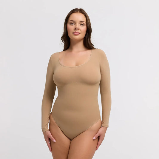 Clean Longsleeve Sculpting Bodysuit with Slip