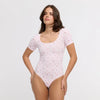 Jacquard T-Shirt Bodysuit Sculpting Shapewear mit String