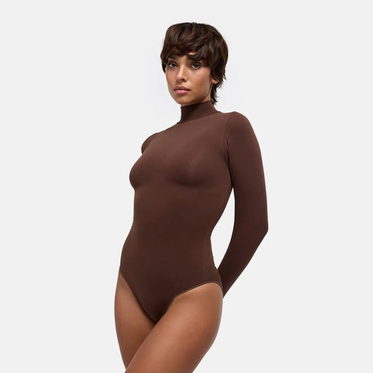 Turtleneck Bodysuit Sculpting Shapewear Longsleeve mit String