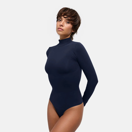 Turtleneck Bodysuit Sculpting Shapewear Longsleeve mit String