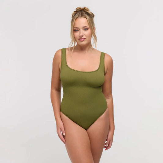 Ribbed Tank Sculpting Bodysuit with Slip