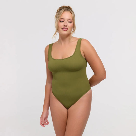 Ribbed Tank Sculpting Bodysuit with String