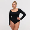 Ribbed Longsleeve Sculpting Bodysuit with Slip