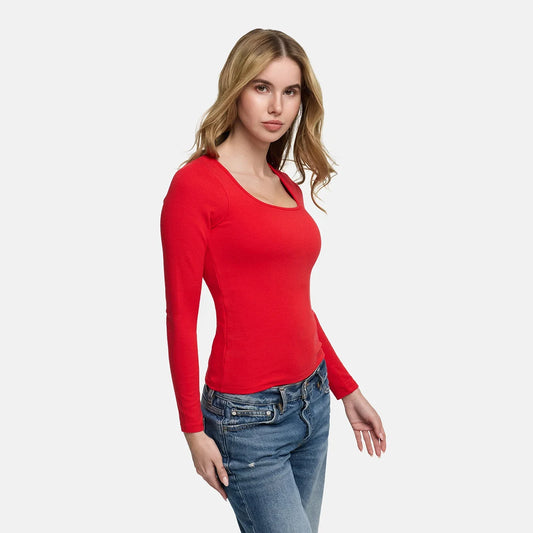 Cotton Longsleeve with Built-In Push-Up Bra