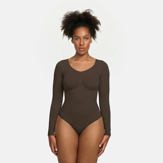 Bodysuit Sculpting Shapewear Longsleeve mit String